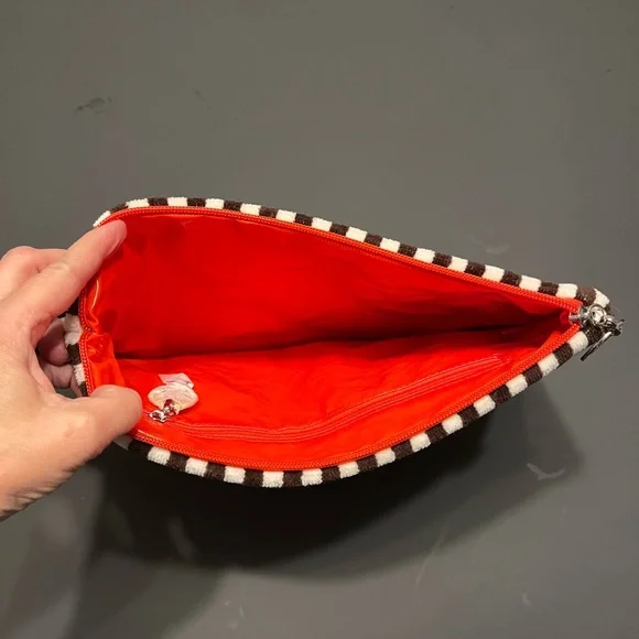 Henri Bendel Striped Velvety Terry Bathing Suit Clutch with Waterproof Interior - Picture 3 of 3